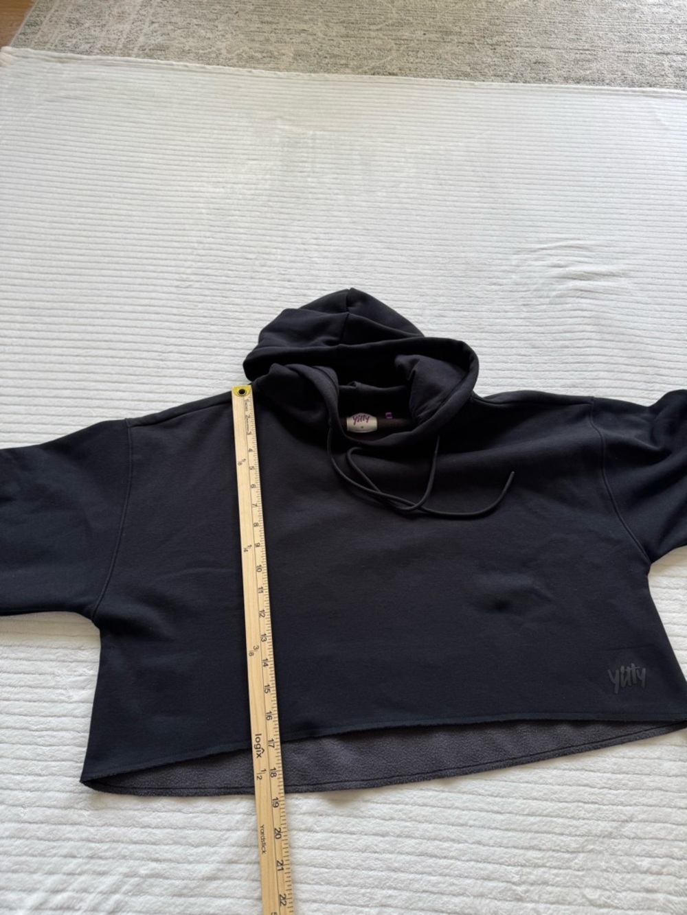 YITTY Black Cropped Hoodie with Drawcord - Picture 9 of 11